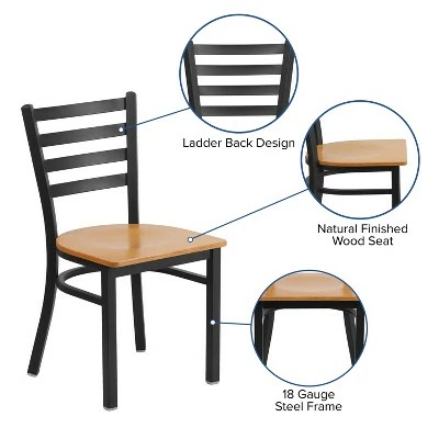 Flash Furniture Black Ladder Back Metal Restaurant Chair 4 Flash Furniture Black Ladder Back Metal Restaurant Chair - Image 2