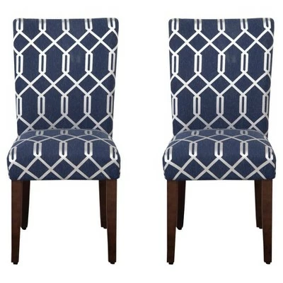 Set of 2 Parson Dining Chair - HomePop Wood/navy Lattice 16 Set of 2 Parson Dining Chair - HomePop Wood/navy Lattice - Image 14
