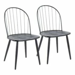 Set of 2 Riley Industrial Dining Chairs - LumiSource Metal/wood White/white -Dining Chairs And Benches Official Shop unnamed file 5002