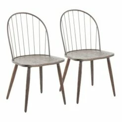 Set of 2 Riley Industrial Dining Chairs - LumiSource Metal/wood White/white -Dining Chairs And Benches Official Shop unnamed file 5003
