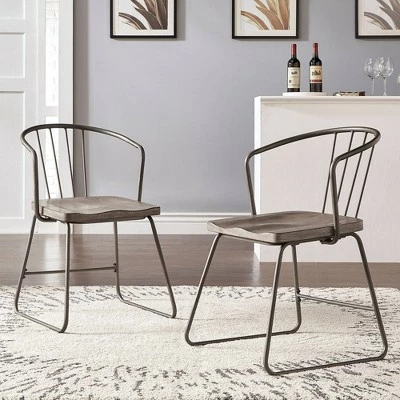 Set of 2 Nowell Iron Dining Chairs Gray - Inspire Q 3 Set of 2 Nowell Iron Dining Chairs Gray - Inspire Q