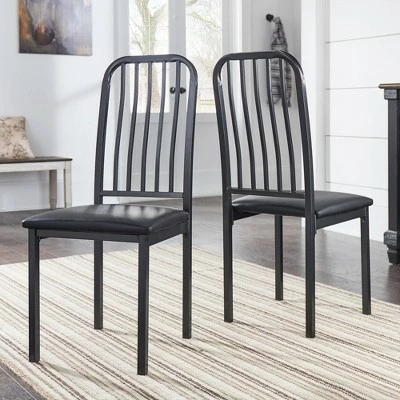 Set of 2 Gabena Metal and Leather Dining Chairs Black - Inspire Q 3 Set of 2 Gabena Metal and Leather Dining Chairs Black - Inspire Q