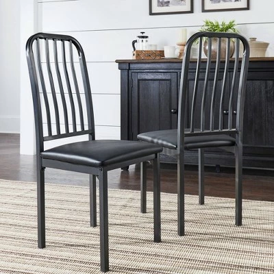 Set of 2 Gabena Metal and Leather Dining Chairs Black - Inspire Q 4 Set of 2 Gabena Metal and Leather Dining Chairs Black - Inspire Q - Image 2