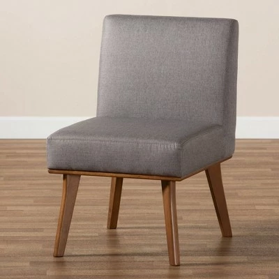 Odessa Mid-Century Modern Fabric Upholstered Wood Dining Chair Walnut/Brown - Baxton Studio 9 Odessa Mid-Century Modern Fabric Upholstered Wood Dining Chair Walnut/Brown - Baxton Studio - Image 7