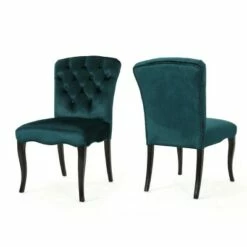 Set of 2 Hallie Tufted New Velvet Dining Chairs - Christopher Knight Home Teal -Dining Chairs And Benches Official Shop unnamed file 5176
