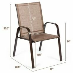 Costway 2PCS Patio Chairs Deck Yard W/Armrest Brown/Beige/Gray