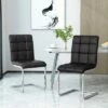 2pk Vess Modern Upholstered Waffle Stitch Dining Chairs Black/Chrome - Christopher Knight Home