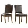 Set of 2 Cobble Hill Nailhead Accent Dining Chair Wood Marbled Chocolate - Inspire Q