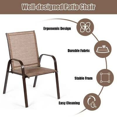 Costway 2PCS Patio Chairs Deck Yard W/Armrest Brown/Beige/Gray 6 Costway 2PCS Patio Chairs Deck Yard W/Armrest Brown/Beige/Gray - Image 4