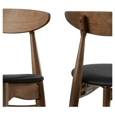 Set of 2 Cortland Danish Modern Walnut Dining Chair - Inspire Q Walnut/black 7 Set of 2 Cortland Danish Modern Walnut Dining Chair - Inspire Q Walnut/black - Image 5