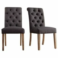 Set of 2 Gramercy Button Tufted Dining Chair Wood - Inspire Q Wood/oatmeal -Dining Chairs And Benches Official Shop unnamed file 5247