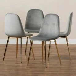 Set of 4 Elyse Velvet Upholstered Metal Dining Chairs - Baxton Studio Gray/gold 14 Set of 4 Elyse Velvet Upholstered Metal Dining Chairs - Baxton Studio Gray/gold -Dining Chairs And Benches Official Shop unnamed file 5253