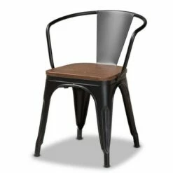 4pc Ryland Metal and Wood Dining Chair Set - Baxton Studio Gray/walnut Brown