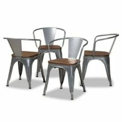 4pc Ryland Metal and Wood Dining Chair Set - Baxton Studio Gray/walnut Brown -Dining Chairs And Benches Official Shop unnamed file 5264