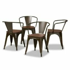 4pc Ryland Metal and Wood Dining Chair Set - Baxton Studio Gray/walnut Brown -Dining Chairs And Benches Official Shop unnamed file 5265
