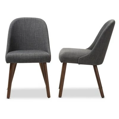 Set of 2 Cody Mid Century Modern Walnut Finished Wood Fabric Upholstered Dining Chair - Baxton Studio Beige 4 Set of 2 Cody Mid Century Modern Walnut Finished Wood Fabric Upholstered Dining Chair - Baxton Studio Beige - Image 2