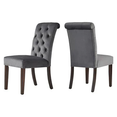 Set of 2 Grammercy Velvet Button Tufted Dining Chair - Inspire Q Dark Gray 7 Set of 2 Grammercy Velvet Button Tufted Dining Chair - Inspire Q Dark Gray - Image 5