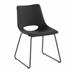 Set of 2 Robbi Steel/Faux Leather Dining Chairs - LumiSource Black/camel