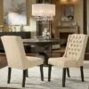 Set of 2 Old Town Espresso Finish Wingback Button Tufted Dining Chairs Oatmeal - Inspire Q