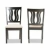 2pc Fenton Fabric and Wood Dining Chairs Set Brown - Baxton Studio