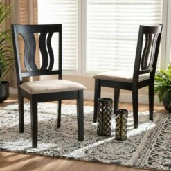 2pc Fenton Fabric and Wood Dining Chairs Set Brown - Baxton Studio -Dining Chairs And Benches Official Shop unnamed file 5354