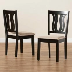 2pc Fenton Fabric and Wood Dining Chairs Set Brown - Baxton Studio -Dining Chairs And Benches Official Shop unnamed file 5355