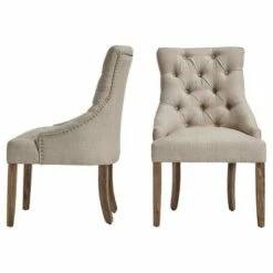 Lawler Button Tufted Dining Chair 2 in Set - Inspire Q® Smoke