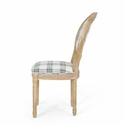 Set of 4 Phinnaeus French Country Fabric Dining Chairs - Christopher Knight Home Dark Blue Plaid/light Beige -Dining Chairs And Benches Official Shop unnamed file 5497