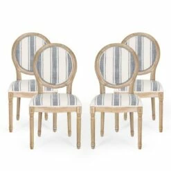 Set of 4 Phinnaeus French Country Fabric Dining Chairs - Christopher Knight Home Dark Blue Plaid/light Beige -Dining Chairs And Benches Official Shop unnamed file 5506