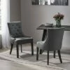 Set of 2 Cheney Contemporary Tufted Dining Chairs - Christopher Knight Home Dark Gray/dark Brown Finish