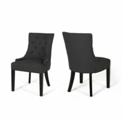 Set of 2 Cheney Contemporary Tufted Dining Chairs - Christopher Knight Home Dark Gray/dark Brown Finish -Dining Chairs And Benches Official Shop unnamed file 5516