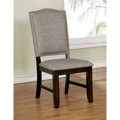 Set of 2 Rostock Contemporary Upholstered Dining Chair Dark Walnut - HOMES: Inside + Out 3 Set of 2 Rostock Contemporary Upholstered Dining Chair Dark Walnut - HOMES: Inside + Out