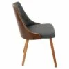 Gianna Mid Century Modern Walnut Upholstered Wood Back Dining Chair Wood/Gray - LumiSource