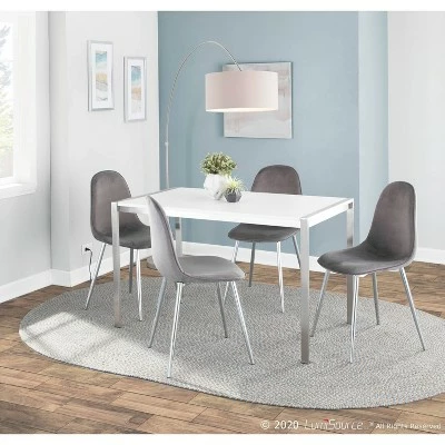 Set of 2 Pebble Contemporary Dining Chairs Chrome/Gray - LumiSource 10 Set of 2 Pebble Contemporary Dining Chairs Chrome/Gray - LumiSource - Image 8