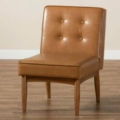 Arvid Mid-Century Faux Leather Upholstered Wood Dining Chair Walnut/Brown - Baxton Studio -Dining Chairs And Benches Official Shop unnamed file 5582