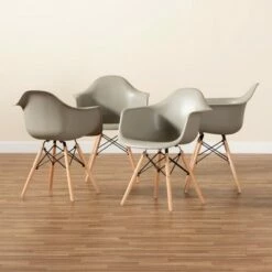 4pc Galen Plastic and Wood Dining Chair Set - Baxton Studio Black/oak Brown -Dining Chairs And Benches Official Shop unnamed file 5588