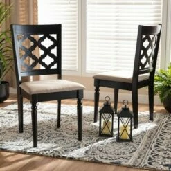 2pc Ramiro Fabric and Wood Dining Chairs Set - Baxton Studio Brown -Dining Chairs And Benches Official Shop unnamed file 5596