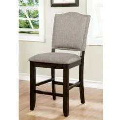 Set of 2 Rostock Contemporary Upholstered Counter Height Dining Chair Dark Walnut - HOMES: Inside + Out