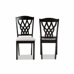 2pc Delilah Fabric Upholstered and Wood Dining Chairs - Baxton Studio Gray/dark Brown