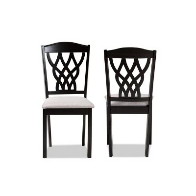 2pc Delilah Fabric Upholstered and Wood Dining Chairs - Baxton Studio Gray/dark Brown 3 2pc Delilah Fabric Upholstered and Wood Dining Chairs - Baxton Studio Gray/dark Brown