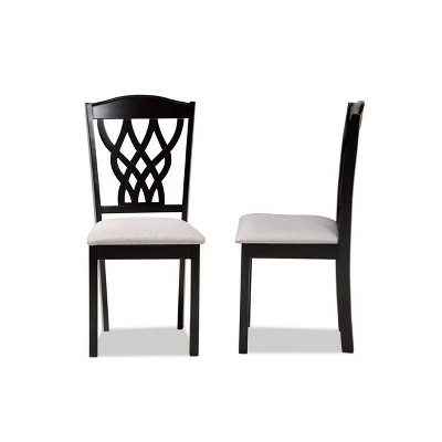 2pc Delilah Fabric Upholstered and Wood Dining Chairs - Baxton Studio Gray/dark Brown 4 2pc Delilah Fabric Upholstered and Wood Dining Chairs - Baxton Studio Gray/dark Brown - Image 2