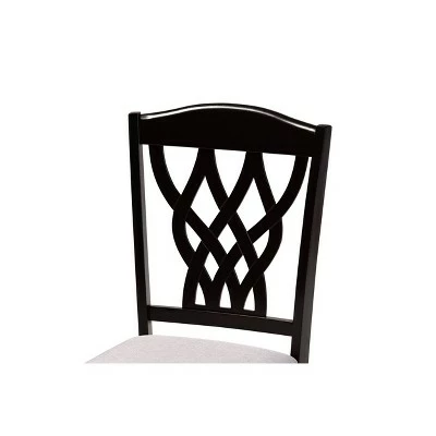 2pc Delilah Fabric Upholstered and Wood Dining Chairs - Baxton Studio Gray/dark Brown 5 2pc Delilah Fabric Upholstered and Wood Dining Chairs - Baxton Studio Gray/dark Brown - Image 3