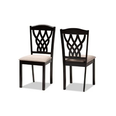 2pc Delilah Fabric Upholstered and Wood Dining Chairs - Baxton Studio Gray/dark Brown 10 2pc Delilah Fabric Upholstered and Wood Dining Chairs - Baxton Studio Gray/dark Brown - Image 8