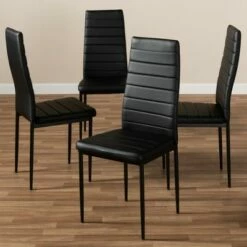 Set of 4 Armand Modern and Contemporary Faux Leather Upholstered Dining Chairs - Baxton Studio Black -Dining Chairs And Benches Official Shop unnamed file 564