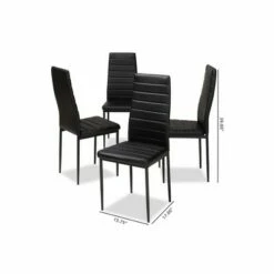 Set of 4 Armand Modern and Contemporary Faux Leather Upholstered Dining Chairs - Baxton Studio Black -Dining Chairs And Benches Official Shop unnamed file 565