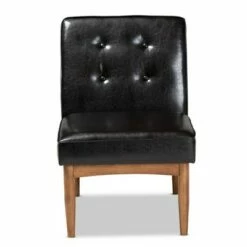Arvid Faux Leather Upholstered Wood Dining Chair Dark Brown/Walnut - Baxton Studio