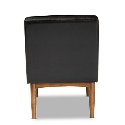 Arvid Faux Leather Upholstered Wood Dining Chair Dark Brown/Walnut - Baxton Studio 5 Arvid Faux Leather Upholstered Wood Dining Chair Dark Brown/Walnut - Baxton Studio - Image 3