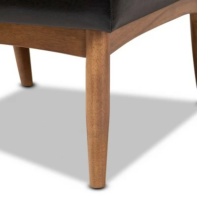 Arvid Faux Leather Upholstered Wood Dining Chair Dark Brown/Walnut - Baxton Studio 7 Arvid Faux Leather Upholstered Wood Dining Chair Dark Brown/Walnut - Baxton Studio - Image 5