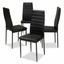 Set of 4 Armand Modern and Contemporary Faux Leather Upholstered Dining Chairs - Baxton Studio Black -Dining Chairs And Benches Official Shop unnamed file 566