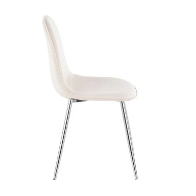 Set of 2 Pebble Contemporary Dining Chair Chrome/Cream - LumiSource 4 Set of 2 Pebble Contemporary Dining Chair Chrome/Cream - LumiSource - Image 2